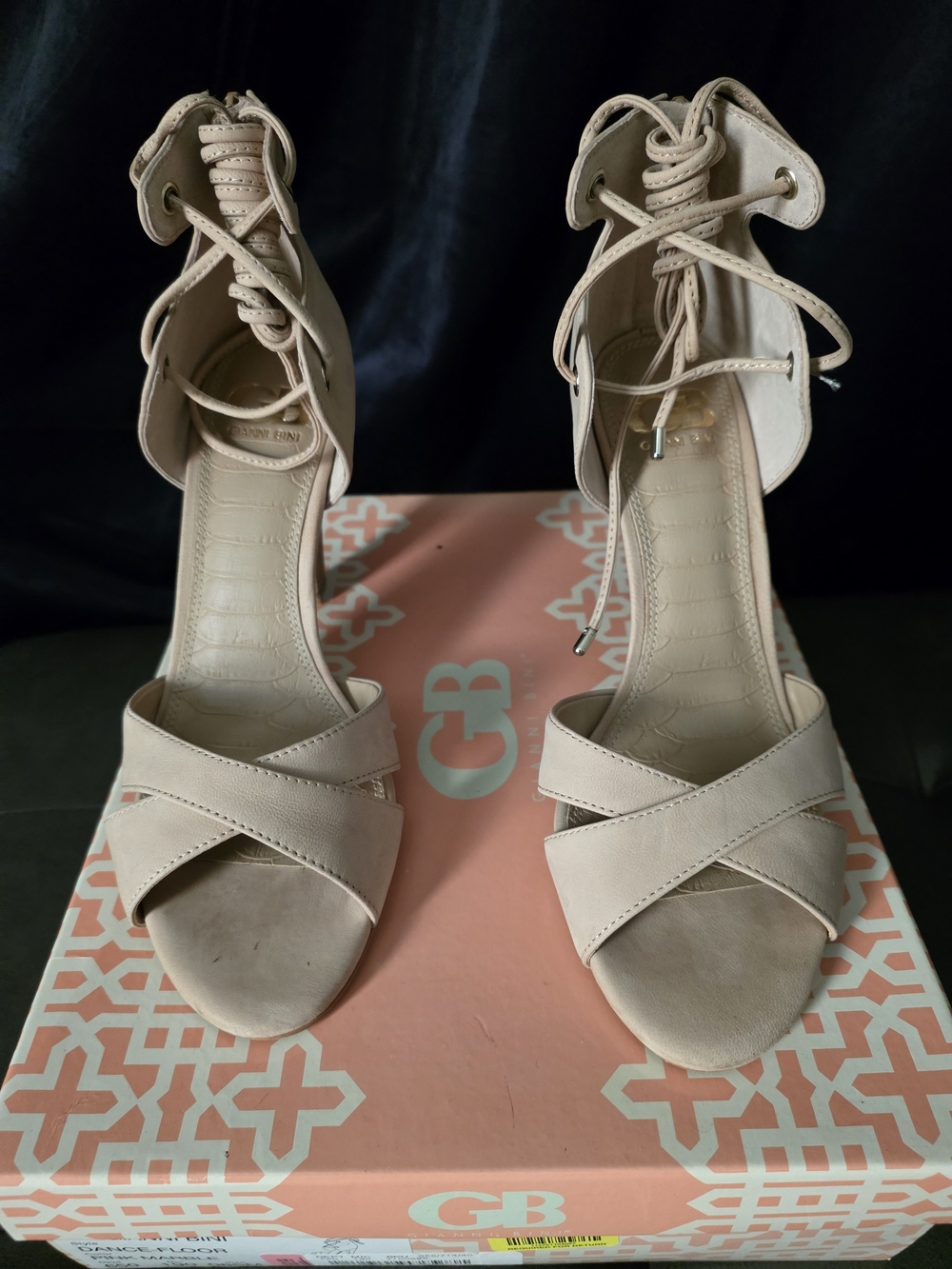 Gianni Bini Lace-Up Crisscross Sandal in Light Beige